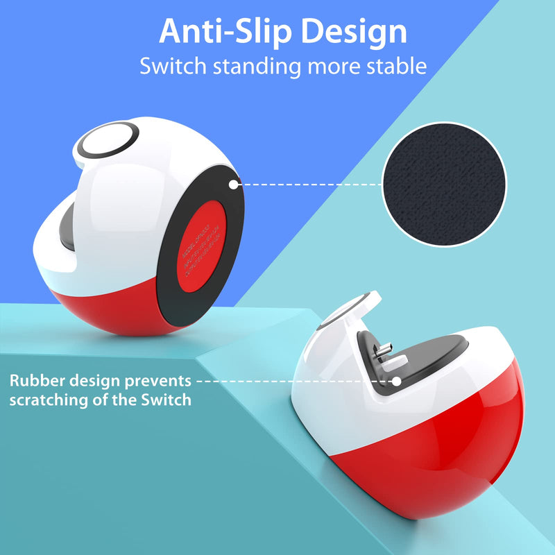  [AUSTRALIA] - Antank Tiny Charging Stand Compatible with Nintendo Switch/Switch Lite/Switch OLED, Cute Switch Dock Station with USB-C Port, Portable Charger Stand for Switch Games, No Projection, Red&White
