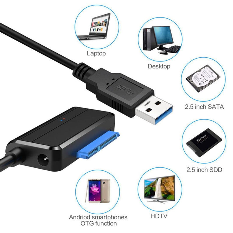  [AUSTRALIA] - ChenYang CY USB 3.0 to SATA 22Pin Cable, 2.5" 3.5inch Hard Disk Drive SSD SATA to USB Adapter Cable for Desktop Laptop