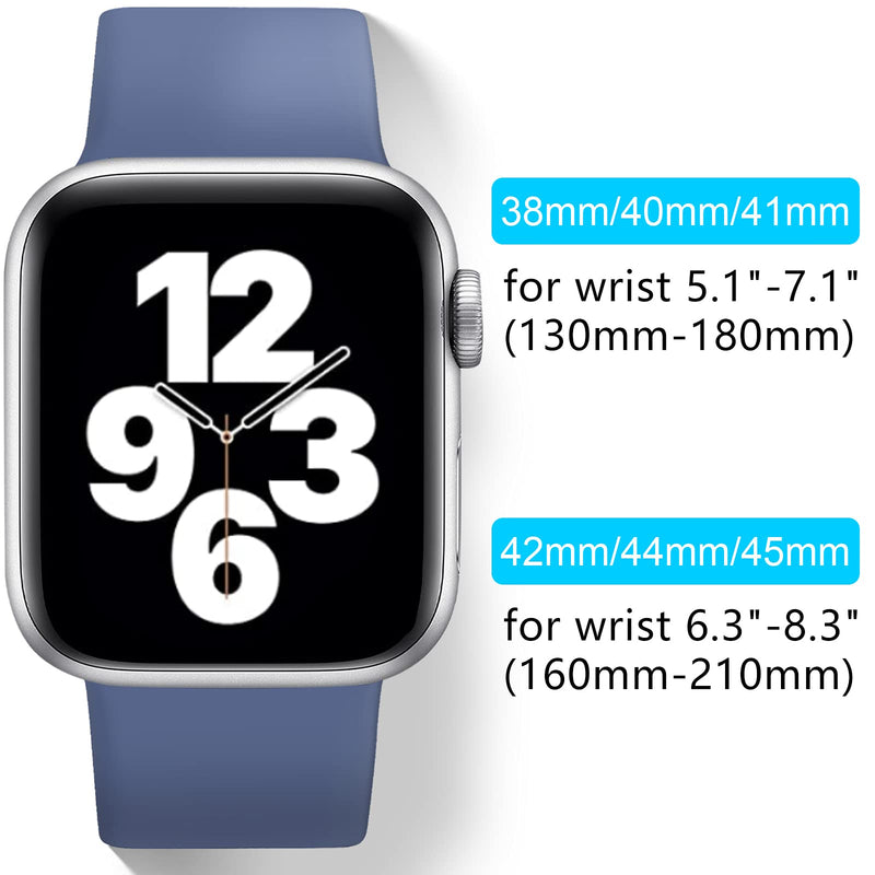  [AUSTRALIA] - [6 Pack] SNBLK Compatible with Apple Watch Bands 45mm 44mm 42mm 41mm 40mm 38mm, Soft Silicone Sport Wristbands Replacement Strap Compatible for iWatch Series 7 6 5 4 3 2 1 SE Black/Gray/Pine Green/MidnightBlue/Purple/BlueGray 38mm/40mm/41mm