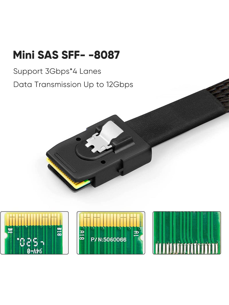 [AUSTRALIA] - CableCreation 2 Pack Short Internal Mini SAS SFF-8087 to Right Angle SFF-8087 Cord, Internal Mini SAS to Mini SAS Cable, Compatible with RAID or PCI Express Controller, 2.5FT /0.75M…