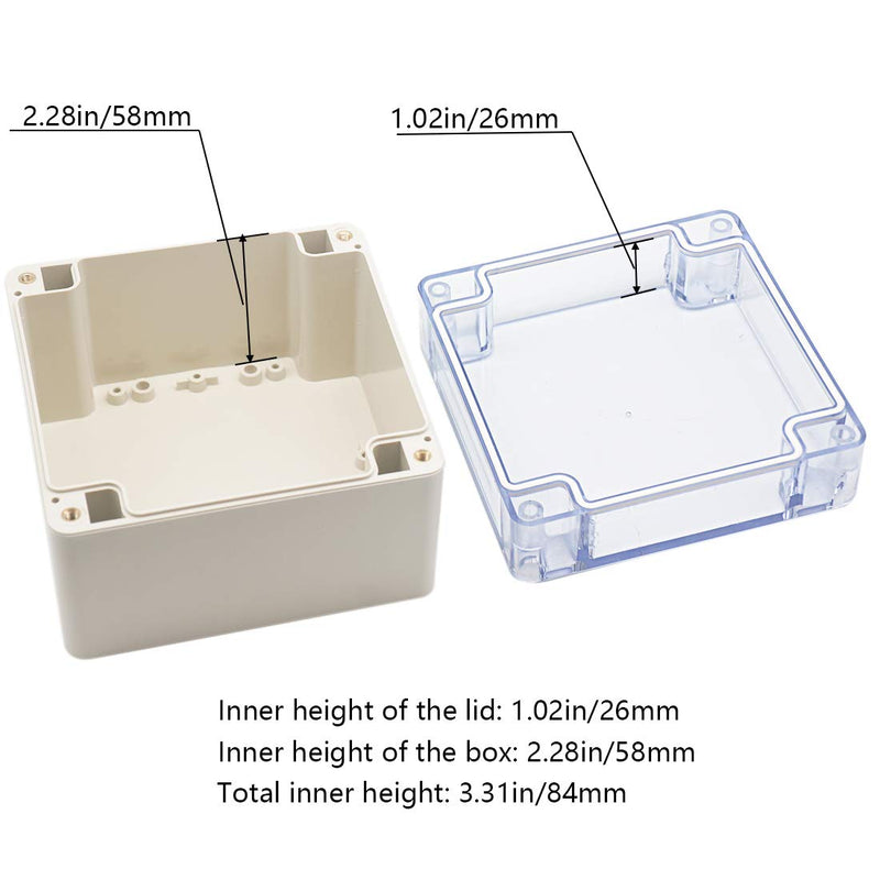  [AUSTRALIA] - Zulkit Junction Box ABS Plastic Dustproof Waterproof IP65 Universal Electrical Boxes Project Enclosure Grey with Clear Cover 4.7 x 4.7 x 3.5 inch (120 x 120 x 90mm) 4.7"x4.7"x3.5"