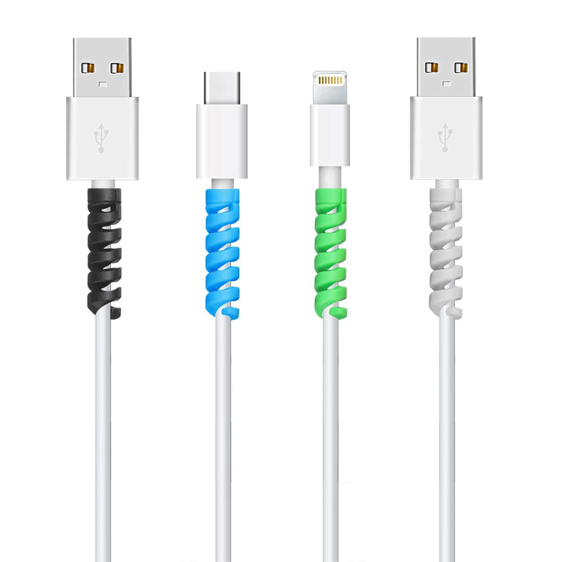  [AUSTRALIA] - Jetec 12 Pieces Highly Flexible Silicone Micro USB Protector, Mouse Cable Protector, Suit for All Cell Phones, Computers and Chargers (Gray, Black, Blue, Green) Gray, Black, Blue, Green