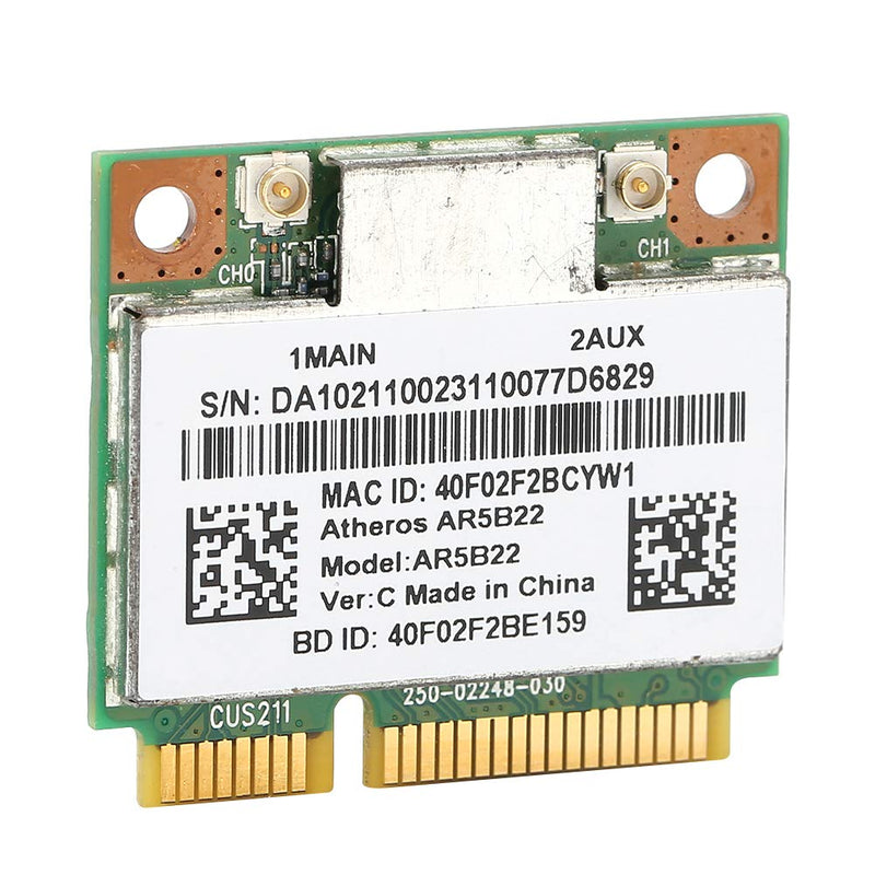  [AUSTRALIA] - Wireless Network Card, Double Band 2.4GHz/5GHz WiFi Network Adapter with Mini PCI-E Interface ATHEROS AR5B22 for Laptop Support for XP/win7/win8/win10