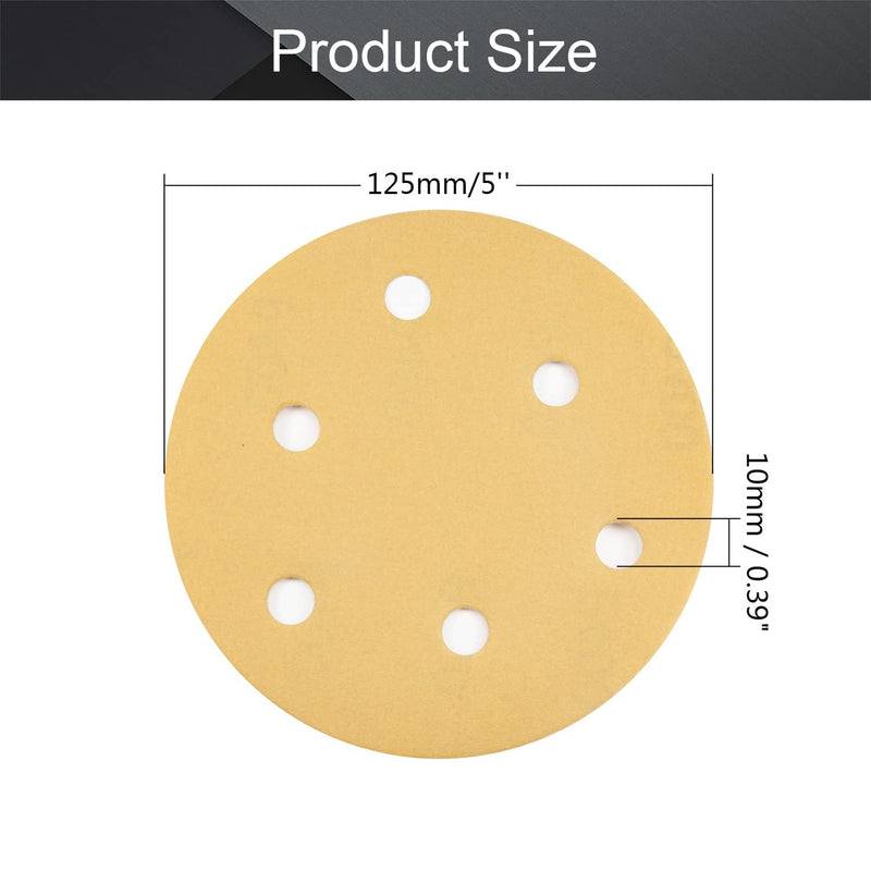  [AUSTRALIA] - Utoolmart 5" 6 Hole Hook and Loop Sanding Discs 400 Grit Aluminum Oxide Sandpaper for Random Orbit Sander Wood Metal Auto Wet and Dry Polishing Gold 10pcs 400grit