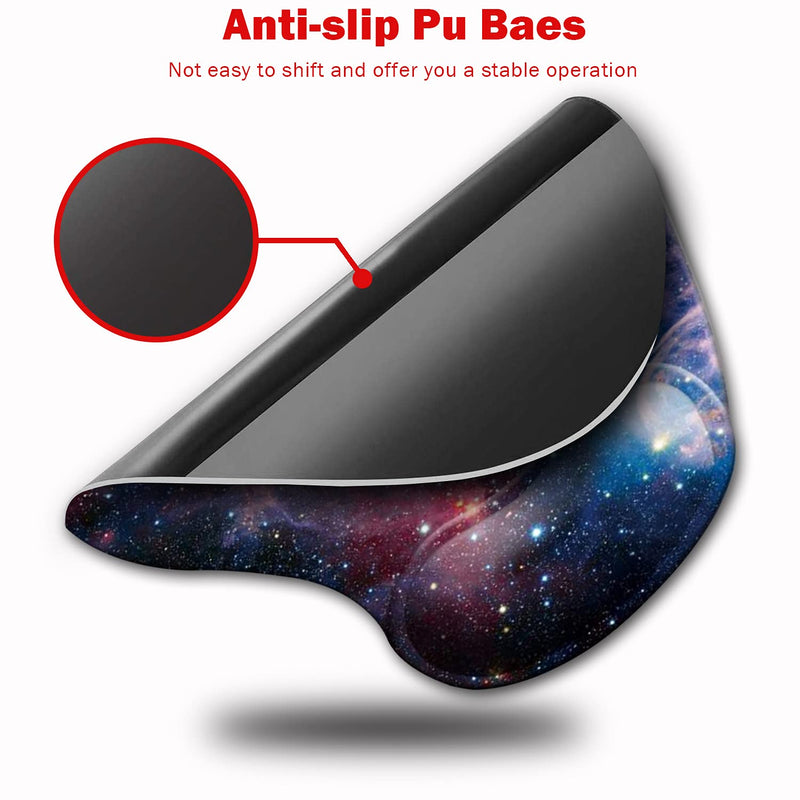 Dooke Ergonomic Mouse Pad with Wrist Support, Cute Mouse Pads with Non-Slip Rubber Base for Home Office Working Studying Easy Typing & Pain Relief Blue Red Nebula - LeoForward Australia
