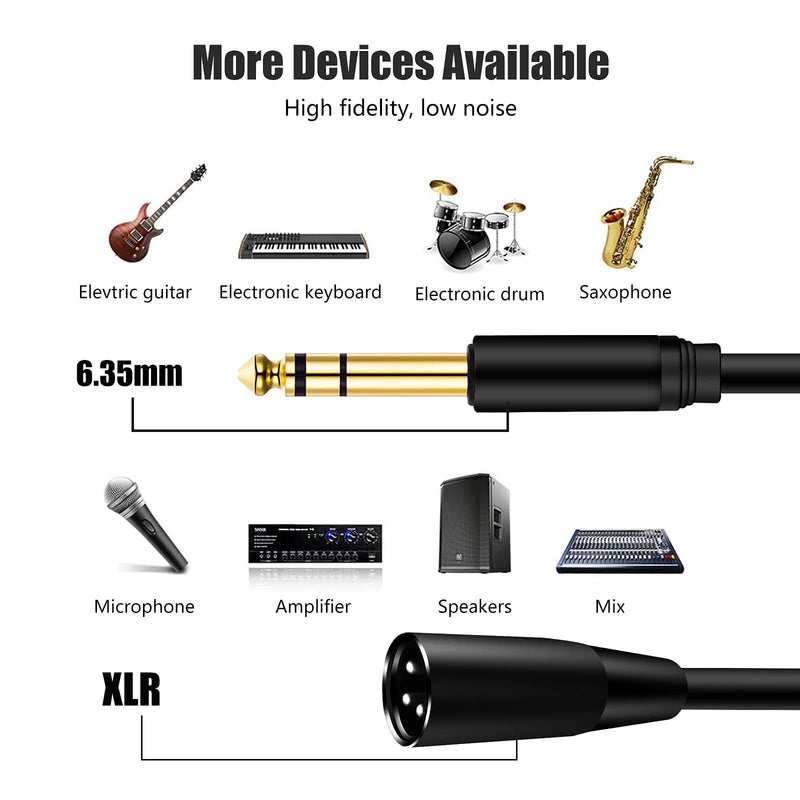  [AUSTRALIA] - 1/4 Inch TRS to XLR Cable 10Ft,BELIPRO 6.35mm Male to XLR Male Balanced Cable,for Microphone, Audio Mixer, Speaker, Studio and More
