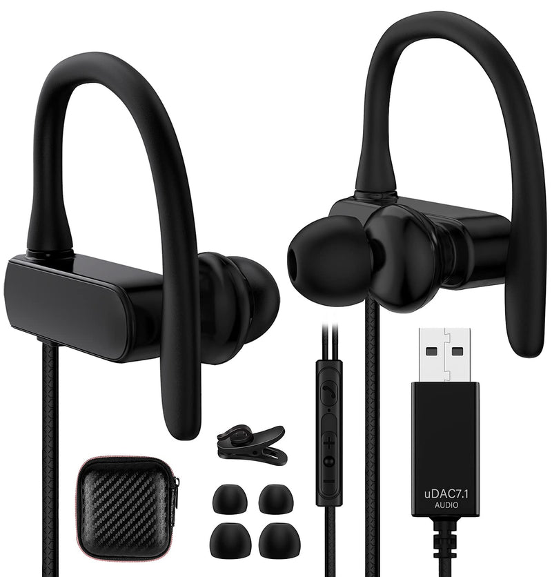  [AUSTRALIA] - Computer Headphone, TITACUTE USB Earphones 2.5M 8.2FT Wired Earbuds with Microphone Mute Volume Control Noise Canceling Over Ear Hook PC Headset for MacBook Pro Chromebook Notebook Laptop Desktop Zoom