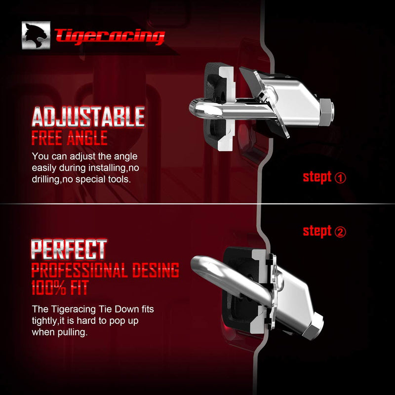  [AUSTRALIA] - Tigeracing Tie Down Anchors Retractable Truck Bed Side Wall D Ring Compatible with 07-2020 Silverado & Sierra 1500 2500 3500 | 15-2020 Colorado & Canyon - 3000 LBS Capacity (of 2)