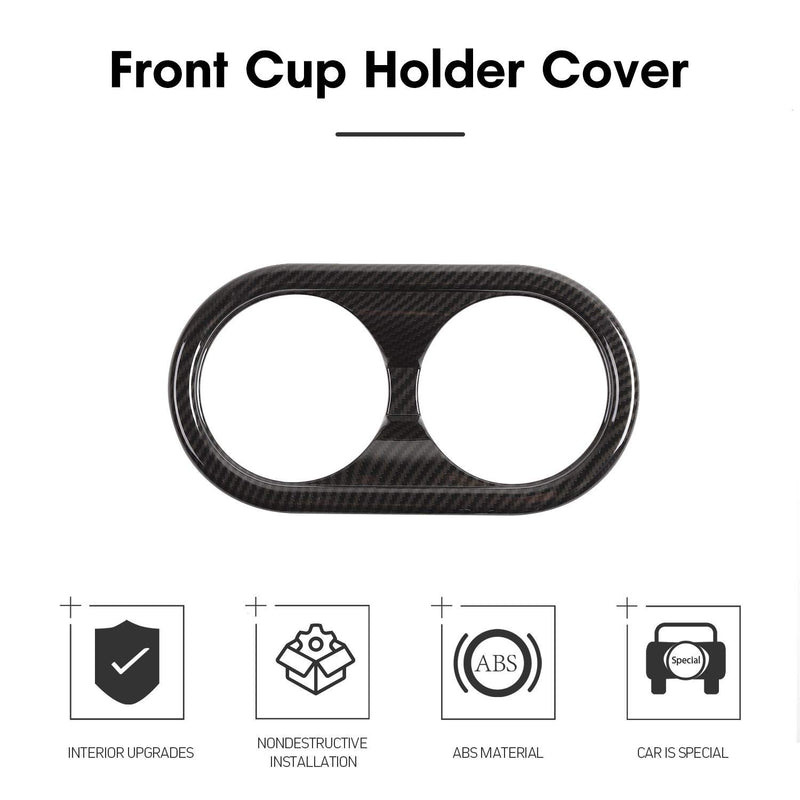  [AUSTRALIA] - Car Inner Front Water Cup Holder Cover Trim Frame for 2007-2010 Jeep Wrangler JK JKU (Carbon Fiber Grain) carbon fiber grain