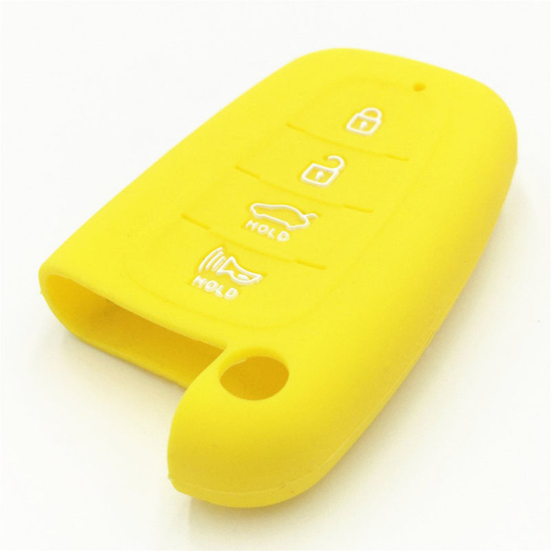  [AUSTRALIA] - Ezzy Auto Yellow 4 Buttons Silicone Remote Fob Key Case Cover Holder Bag Key Fob Skin Covers replacement fit Hyundai Equus Genesis Coupe Sonata Veloster