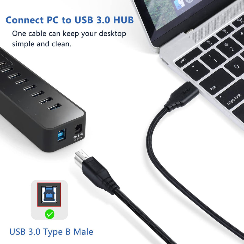  [AUSTRALIA] - USB 3.0 Cable A Male to B Male 6Ft, OKRAY 2 Pack Durable Nylon Braided Superspeed USB 3.0 A to B Cable Compatible for Hard Disk Drive, Scanner, USB Hub, Monitor and More(Black, Black) Black,Black