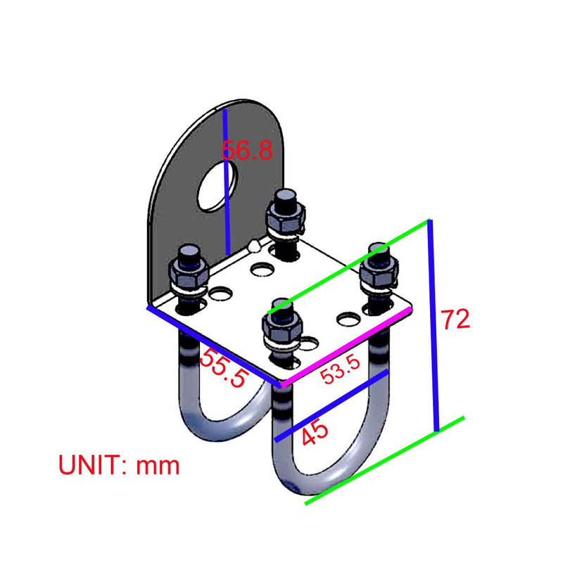  [AUSTRALIA] - UngSung Stainless Steel Antenna Mount Bracket with U Bolts for Ham UHF VHF CB Cellular Trucker Antenna Accepted SO-239 3/8-24 Stud N Type Connector Antenna Mount to Mast Clamp