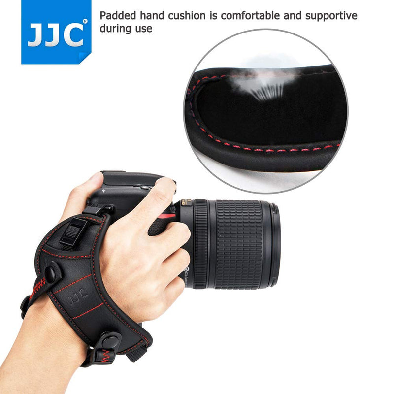  [AUSTRALIA] - JJC DSLR Camera Hand Strap Grip Wrist Strap with Standing U Plate for Canon EOS 90D 80D 77D 70D 60D 50D 1D 1Dx 7D 6D 5D Mark IV III II 5Ds 5DsR EOS R RP R5 R6 Rebel T8i T7i T6s T6i T5i T7 T6 SL3 SL2 Red Stitch