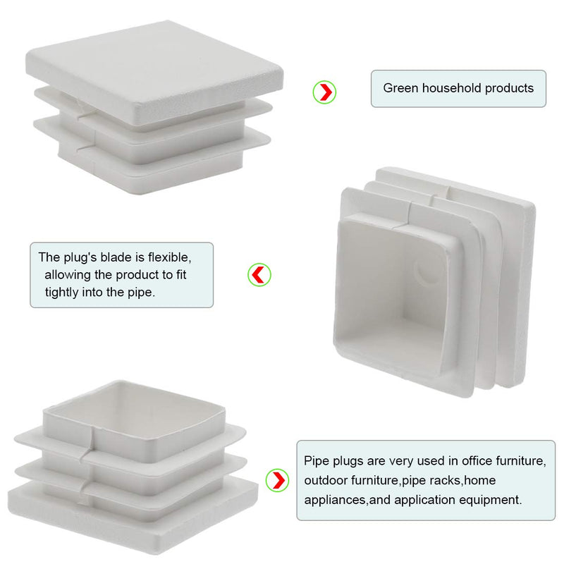  [AUSTRALIA] - Suiwotin 12Pack 13mm (1/2 Inch) Square White Plastic Plug, Square Tubing End Caps, Tubing Post End Cap for Square Tubing/White Plastic Square Plugs (White ) 13mm (1/2 Inch)