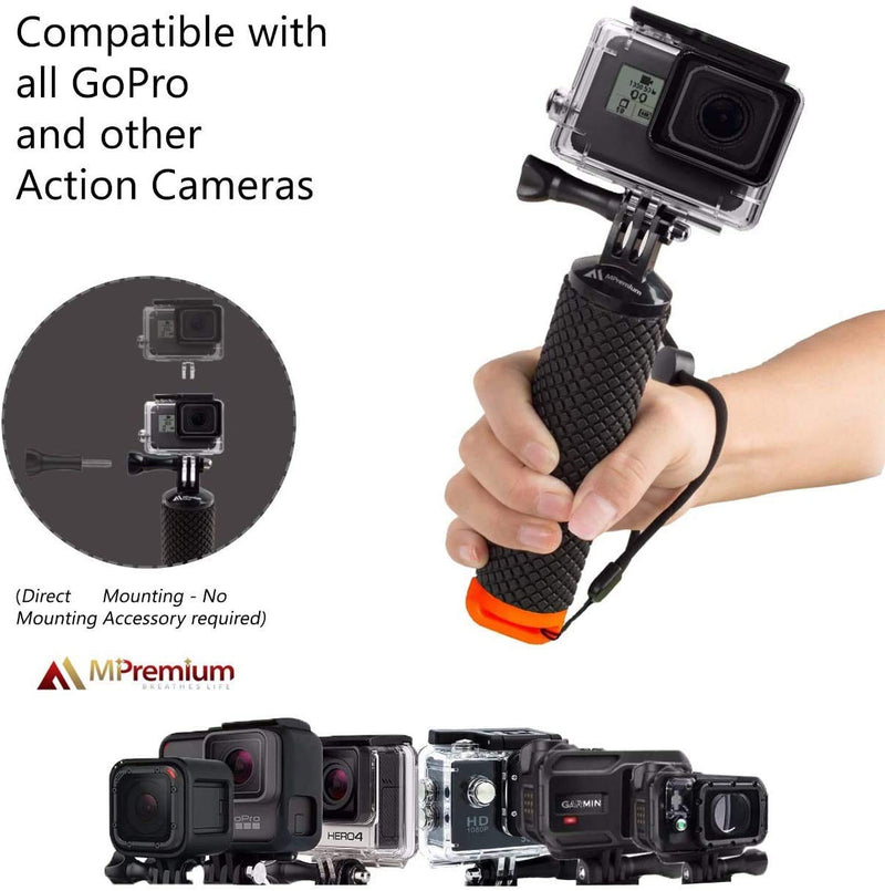 Waterproof Floating Hand Grip Compatible with GoPro Hero 9 8 7 6 5 4 3 3+ 2 1 Session Black Silver Camera Handler & Handle Mount Accessories Kit for Water Sport and Action Cameras (Orange) - LeoForward Australia