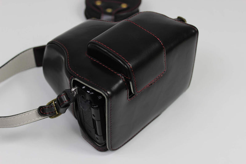  [AUSTRALIA] - X-S10 Case, BolinUS Handmade PU Leather Fullbody Camera Case Bag Cover for Fujifilm Fuji X-S10 XS10 with 15-45mm Lens Bottom Opening Version + Neck Strap + Mini Storage Bag (Black) Black
