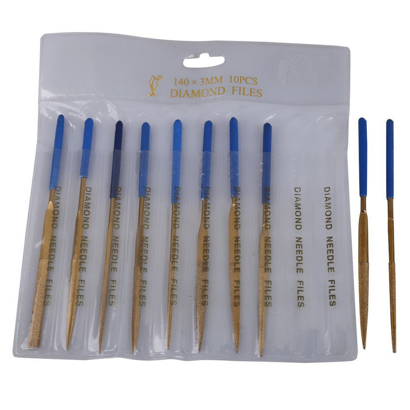  [AUSTRALIA] - 10pc Titanium Coated Mini Diamond Needle File Set for Metal Glass Stone Pet Dog Nail File Grinder