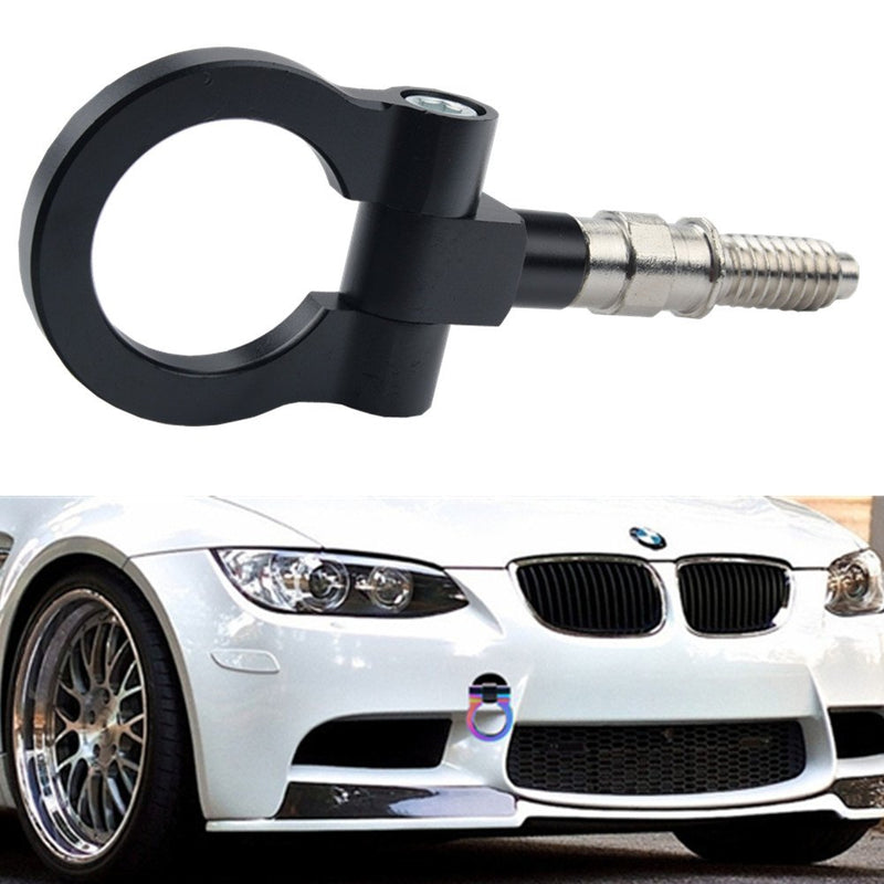 DEWHEL JDM Aluminum Track Racing Front Rear Bumper Guard Auto Trailer Ring Hook Eye Towing Tow Hook Kit Black Screw On for BMW 1 3 5 Series X5 X6 E36 E39 E46 E82 E90 E91 E92 E93 E70 E71 Mini Cooper - LeoForward Australia