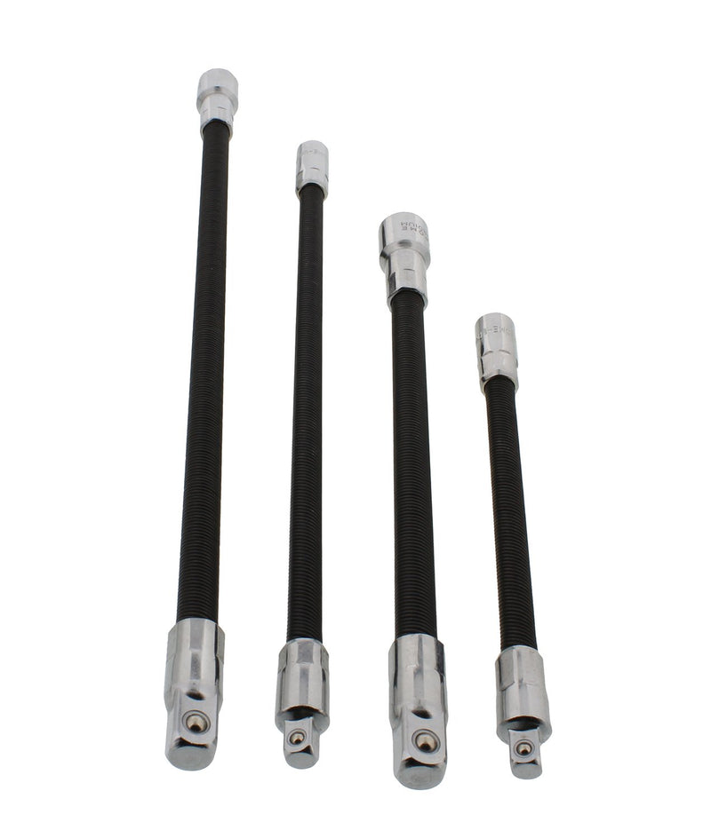  [AUSTRALIA] - ABN Flexible Socket Extension Cables - 4pc Flex Socket Extension Bar Set 1/4in and 3/8in Drive Light Impact Extender