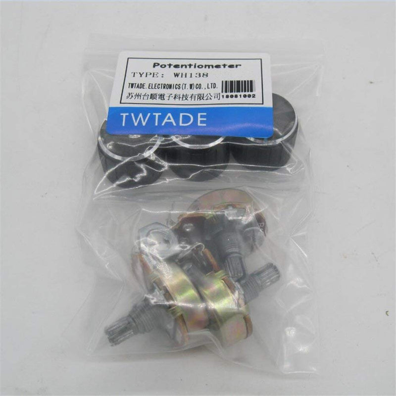  [AUSTRALIA] - TWTADE / 3pcs 50K ohm Potentiometer Single Turn Rotary Linear Variable Potentiometer + 3pcs black Aluminum alloy knob