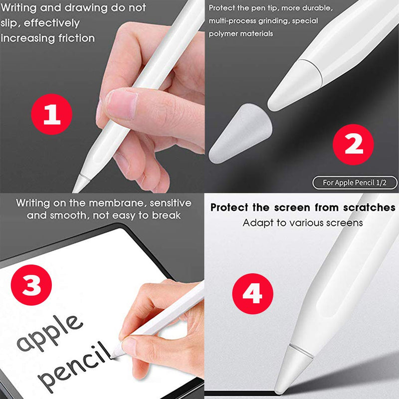 OneCut 8 Pcs Silicone Pencil Nib/Tip Protector Cap for Drawing Noiseless Compatible for Apple Pencil 1st/2nd Replacement Non-Slip Writing Nib/Tip Protector (Black) Black - LeoForward Australia