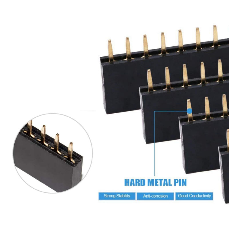  [AUSTRALIA] - ARCELI 120 Pieces 2.54 mm Straight Single Row Board Female Pin Header Socket Connector Assortment Kit for Arduino Prototype Shield (Single Row)
