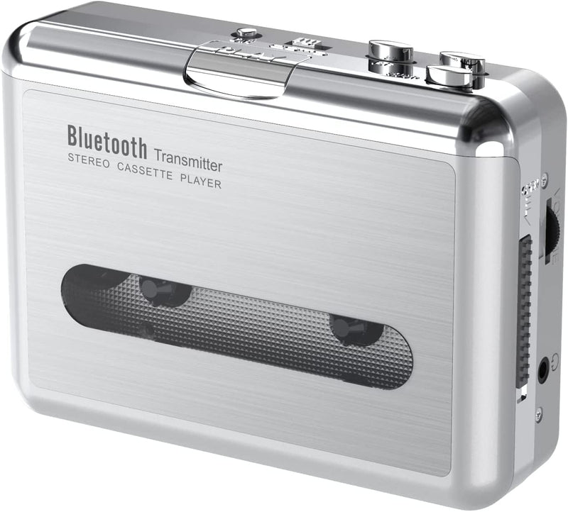  [AUSTRALIA] - Bluetooth Cassette Player, Portable Walkman Tape Player Stereo Audio Music Bluetooth Output to Headphone/Speaker, Personal Cassette Player with 3.5mm Earphone Jack, 2 AA Battery or USB Power Supply