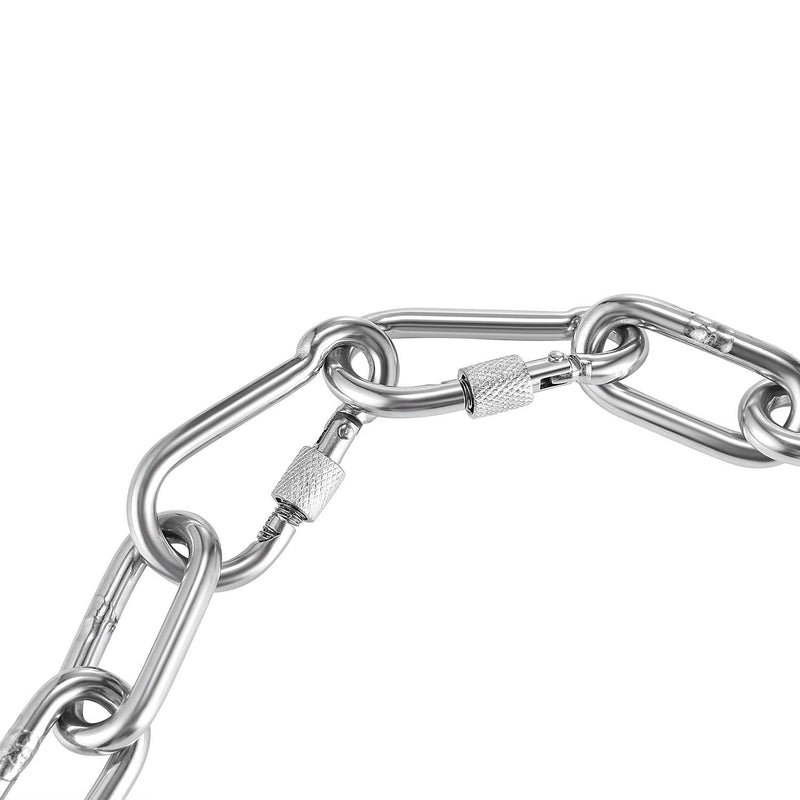  [AUSTRALIA] - MDAIRC Heavy Duty Stainless Steel Straight Link Chain , 800 Pound Load, 6mm (0.23 inch) Diameter, 50cm (19.6 inch) Length, with 2 Locking Snap Hooks