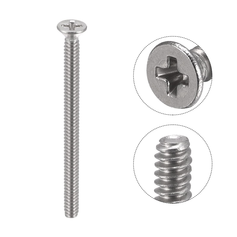  [AUSTRALIA] - uxcell 6#-32x1-7/8" Flat Head Machine Screws Phillips 304 Stainless Steel Bolts 50pcs