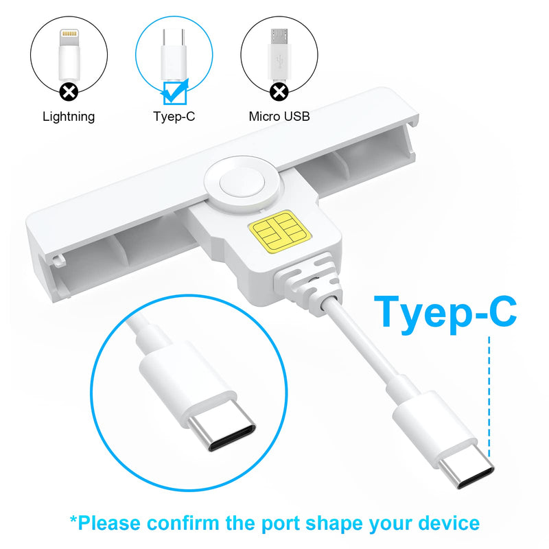  [AUSTRALIA] - Type C CAC Reader, DOD Military USB C Common Access CAC Card Reader, USB C Smart Card Reader PIV CAC Reader Credit Card Reader Compatible with Windows, Mac OS(Mini Fold and Portable Type C) 318FX