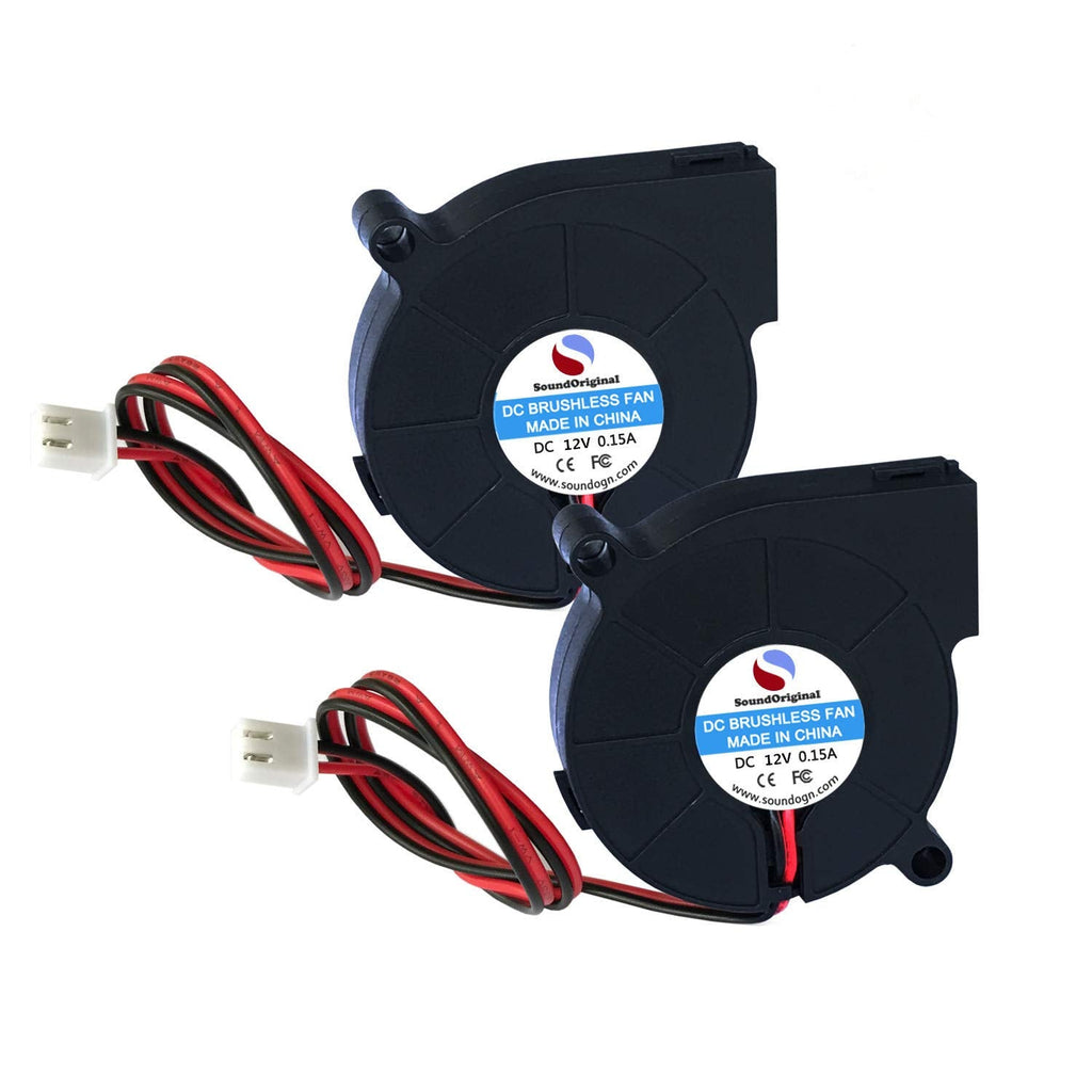  [AUSTRALIA] - SoundOriginal 2pcs Cooling Blower Fan DC 12V 0.10A~0.15A 50mmx15mm Fans for 3D Printer Humidifier Aromatherapy and Other Small Appliances Series Repair Replacement