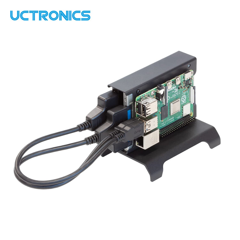  [AUSTRALIA] - UCTRONICS for Raspberry Pi SSD Case, Pi NAS Metal Vertical Stand for Dual 2.5” SSDs and Raspberry Pi 4, 3B/3B+ and Other B Models