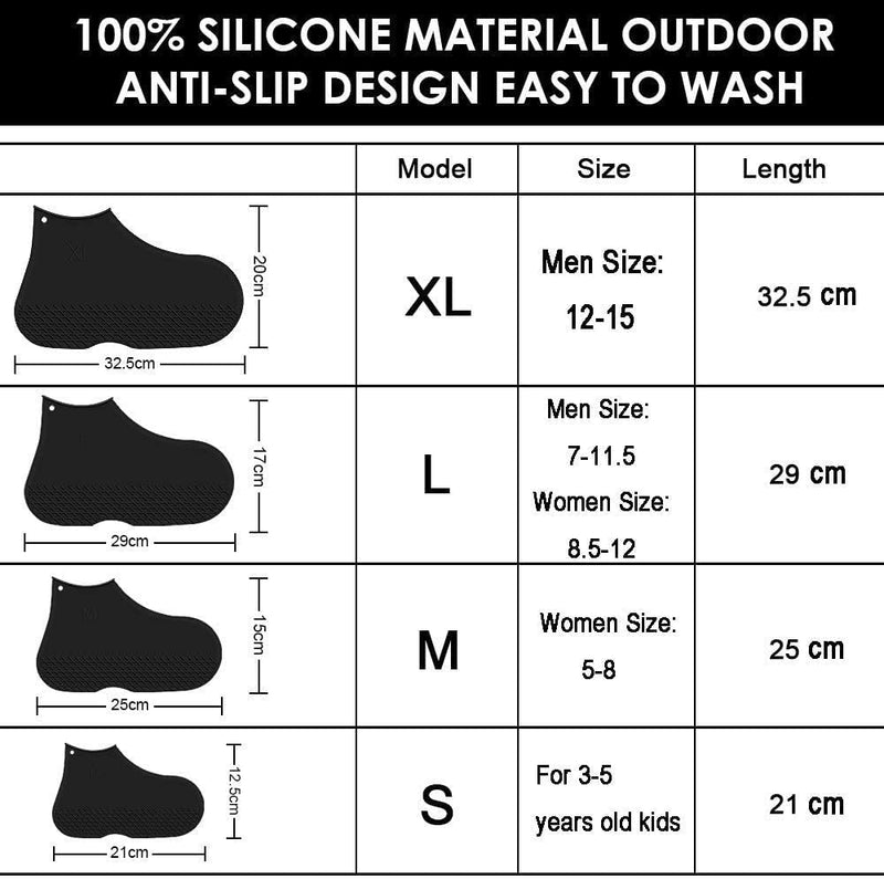  [AUSTRALIA] - Silicone Shoe Cover Waterproof, Reusable Boot Shoes Covers with Zipper,Non Slip Rain Snow Bowling Travel Indoor Outdoor Overshoe Rubber Protectors for Men Women Kids Protection Galoshes-1 Pair Glow Green Large