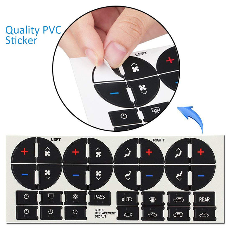  [AUSTRALIA] - traderplus 4PCS Replacement AC Control Dash Button Stickers for 2007-2015 GM GMC Denali Acadia Tahoe Chevy Silverado Chevrolet Buick Saturn SUV Truck