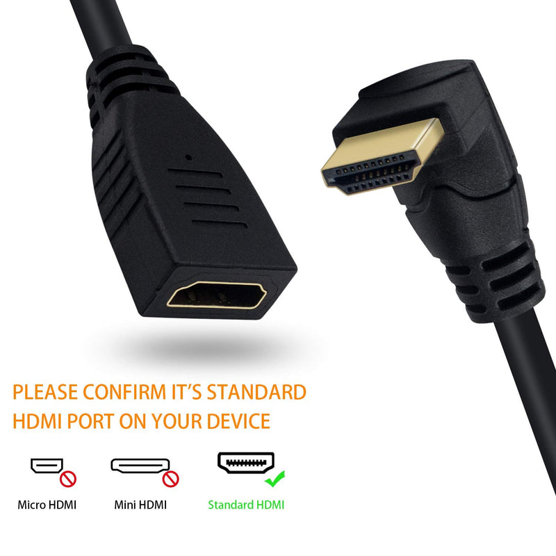 Poyiccot HDMI 2.0 Extension Cable 2 Feet / 60cm, 90 Degree HDMI Extender Cable, 90 Degree Up Angle HDMI Male to Female Extension Cable 60Hz, 4K 2K Gold Plated High Speed Short HDMI Cable(F/M Up) - LeoForward Australia