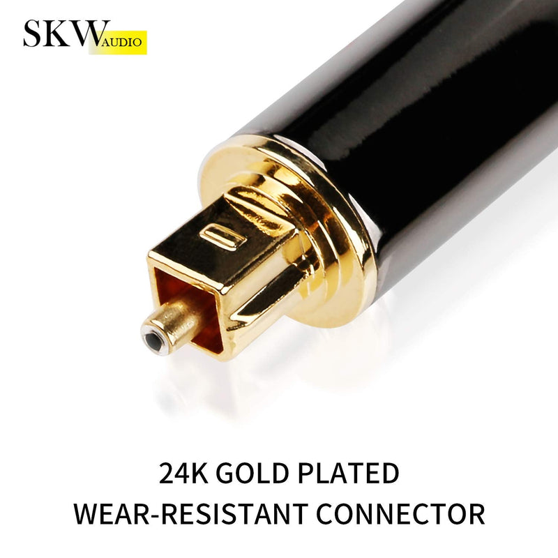  [AUSTRALIA] - SKW Optical Digital Audio Cable Home Theater Fiber Optic Toslink Male to Male Gold Plated Optical Cables (S/PDIF) - Metal Connectors, Glass Core, Nylon Braided 10ft/3M 10 Feet Black