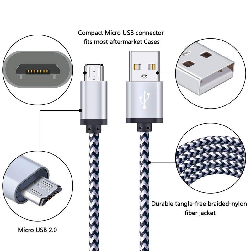  [AUSTRALIA] - Android Charger Cable, FiveBox 5-Pack 6ft Micro USB Cable Cord Braided Fast Charging Phone Charger for Samsung Galaxy J3 J7 S6 S7 Edge, Tablet, LG stylo 2/3 LG G3 G4 K30 K20 Plus, Kindle Fire 7 8 10