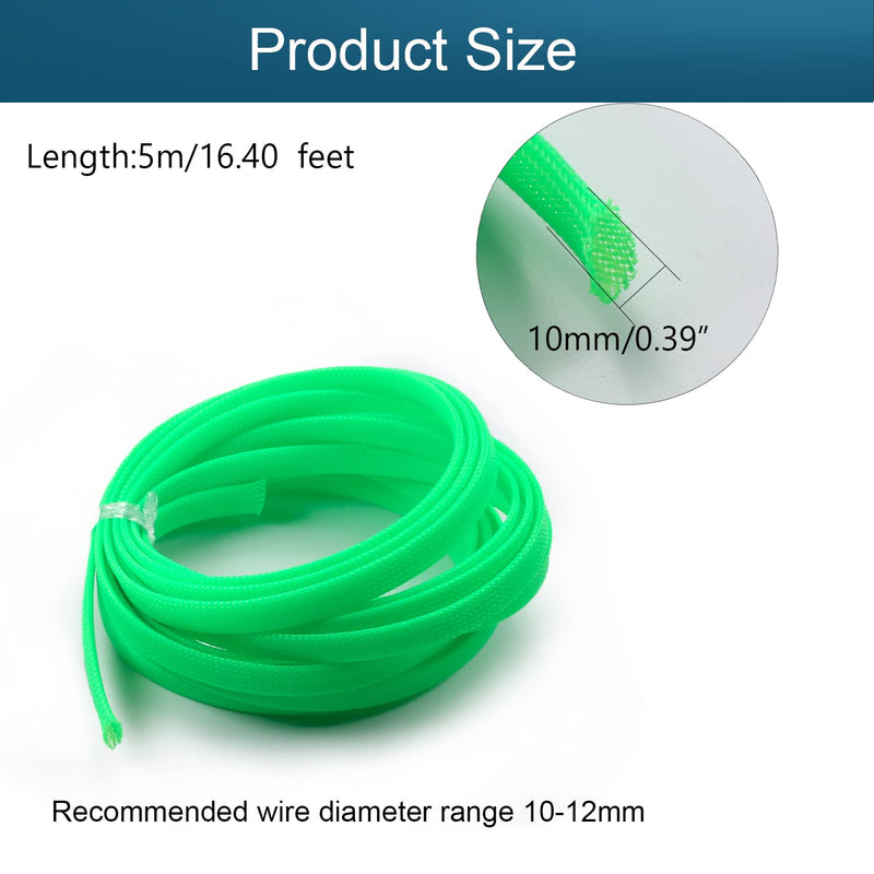  [AUSTRALIA] - Othmro 5m/16.4ft PET Expandable Braid Cable Sleeving Flexible Wire Mesh Sleeve Fluorescent Green 10mm*5m