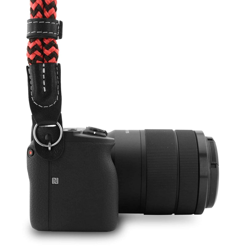  [AUSTRALIA] - MegaGear SLR, DSLR Camera Cotton Wrist Strap (Small) - Black/Red, small - 23cm/9inc (MG)