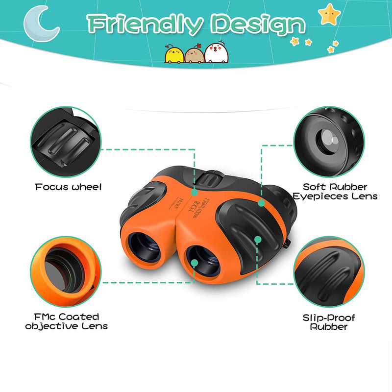  [AUSTRALIA] - Toys for 4-9 Year Old Boys,Mom&myaboys Toys Binoculars for Kids,8x21 Compact Telescope Boys Gifts 10 Years Old to Wildife and Theater,Gifts for Girl 8 Year Old(Orange) orange