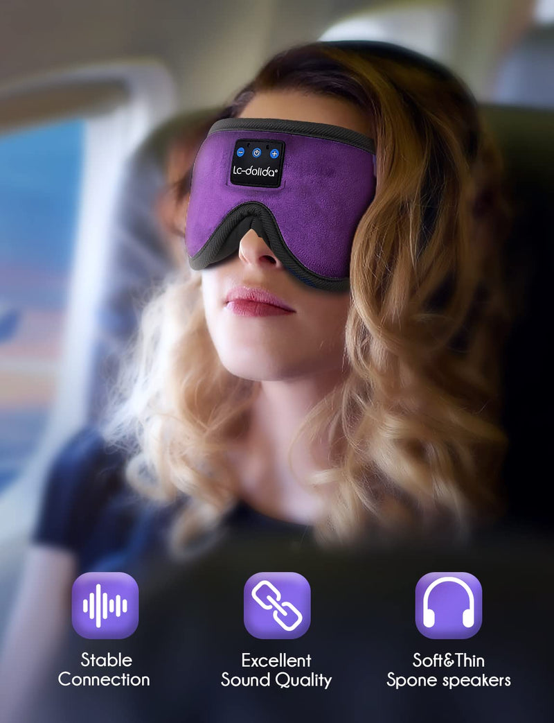  [AUSTRALIA] - Sleep Mask with Bluetooth Headphones,LC-dolida 3D Music Bluetooth Sleeping Eye Mask Wireless Sleep Headphones for Side Sleepers,Nap,Air Travel,Meditation,Cool Tech Gadgets Unique Gift for Men Women Violet