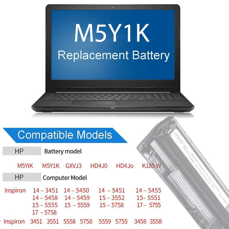  [AUSTRALIA] - 14.8V 40Wh M5Y1K Laptop Battery for Dell Inspiron 15 3000 5000 Series Fit with Dell 3551 3552 5558 5758 Notebook