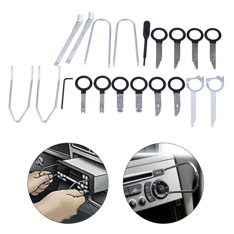  [AUSTRALIA] - Car Stereo Radio Removal Tool Key Kit Durable Stainless Steel Car Audio Removal Tool