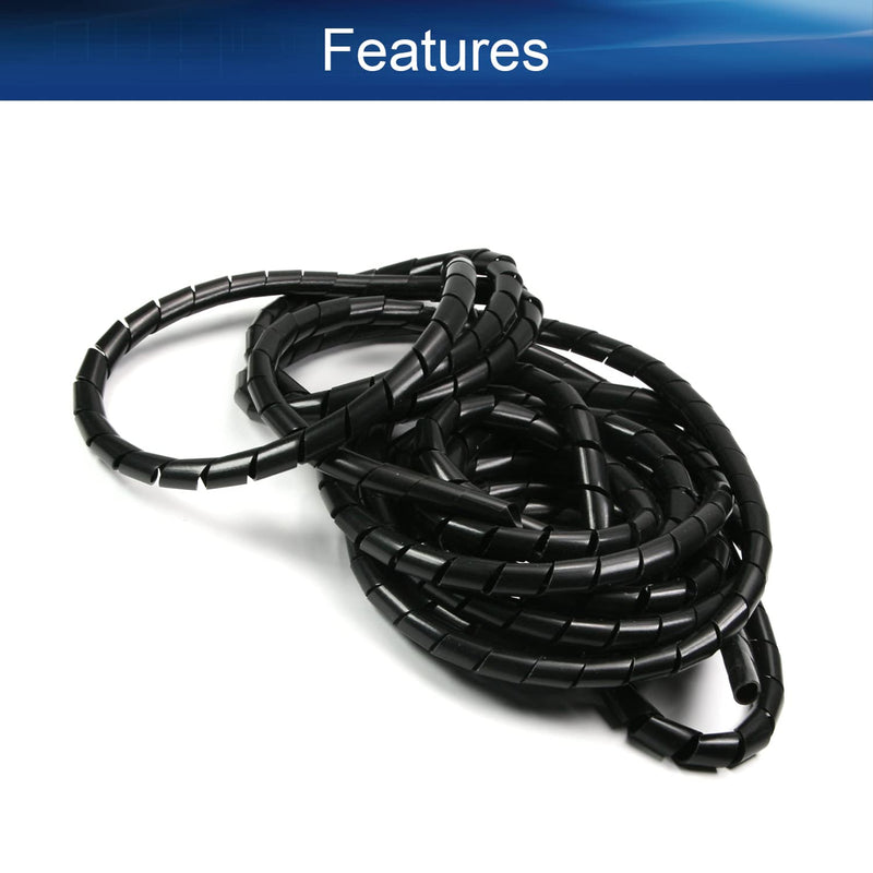  [AUSTRALIA] - Bettomshin 1Pcs 26.5 Feet PE Spiral Cable Wrap, Wire Cord Covers for TV Computer Electrical Wire Organizer, Tangle Stop and Detangler Black