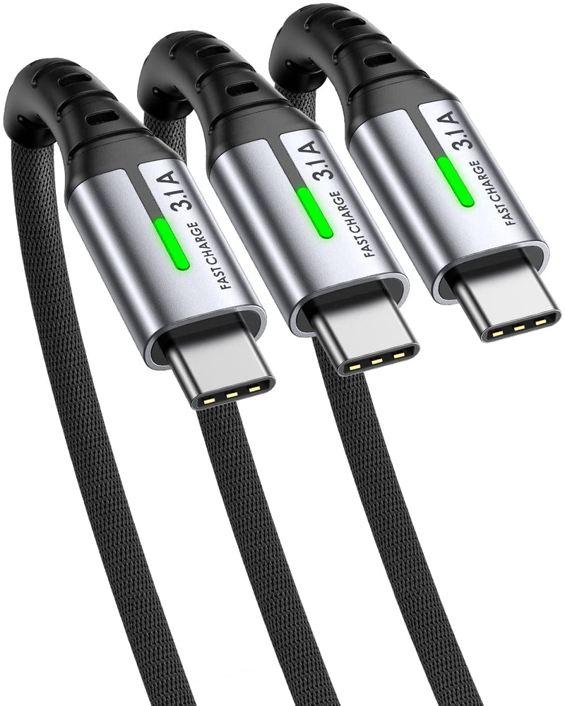  [AUSTRALIA] - INIU USB C Cable, [3 Pack 1.6/6.6/6.6ft ] 3.1A QC3.0 Type C Charger Fast Charging, Durable Nylon USBC Charger Cables for Samsung Galaxy S22 S21 S20 S10 Plus Note 10 LG Google Pixel OnePlus Moto, etc 1.6+6.6+6.6 feet