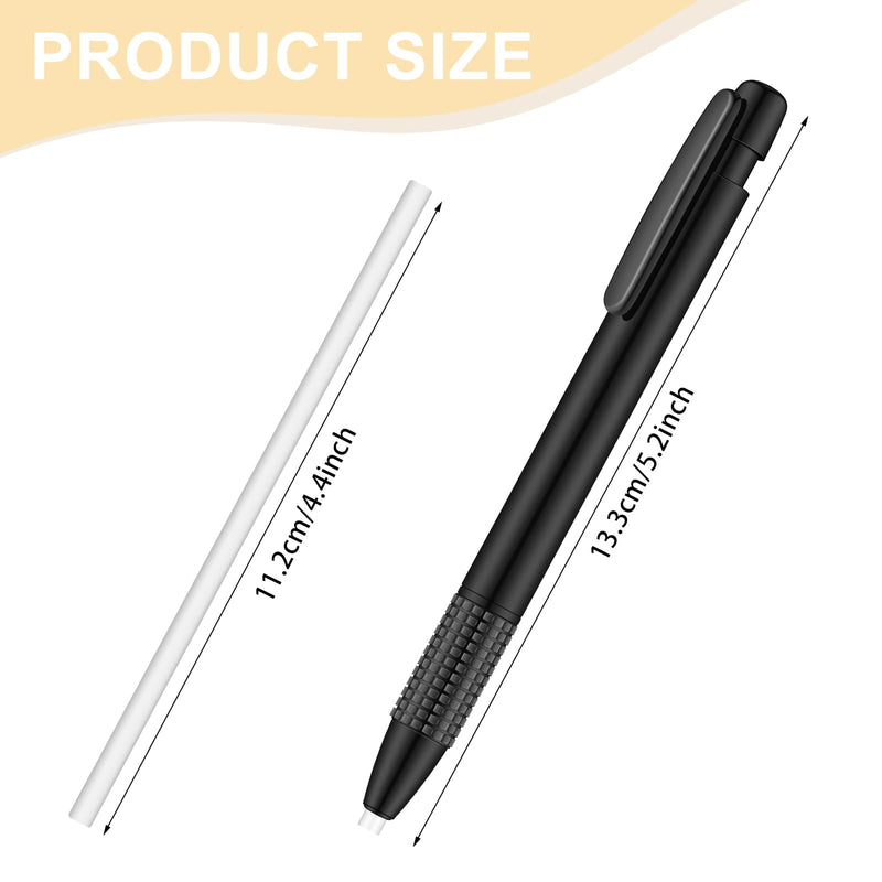  [AUSTRALIA] - 2 Packs Eraser and Refill, Round 3.8 mm Pen Style Eraser with Refill Mechanical Retractable Eraser Art Eraser for Artists Drawing Painting, Students Teacher Adult Children Office School Home
