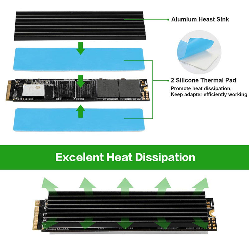  [AUSTRALIA] - NVME PCIe x16 Adapter Card - BEYIMEI NVMe Adapter M.2 PCIe SSD to PCI-e x4/x8/x16 Converter Card with Heat Sink for M.2 (M Key) NVMe SSD 2230/2242/2260/2280 [Upgraded] NVME PCIe x16 Adapter