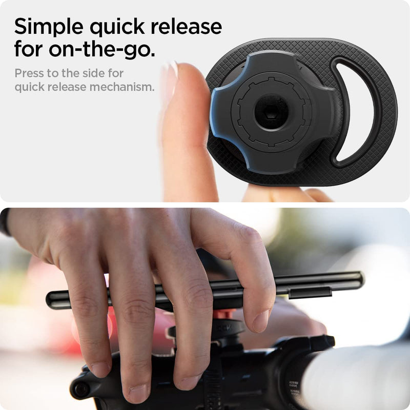  [AUSTRALIA] - Spigen Gearlock Stem Bike Mount with Aerodynamic Design and Simple, Secure Mount Solution with One-Handed Use for The Cycling Performance and Optimum Viewing Angle (2019), Black Stem Mount