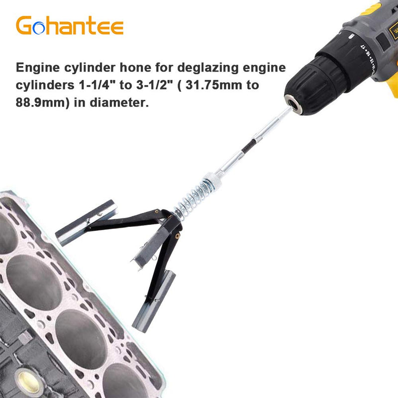  [AUSTRALIA] - gohantee Engine Cylinder Hone Deglazer Adjustable 1-1/4" to 3-1/2" Diameter with 3-Piece 2" Long Stones 220 Grit