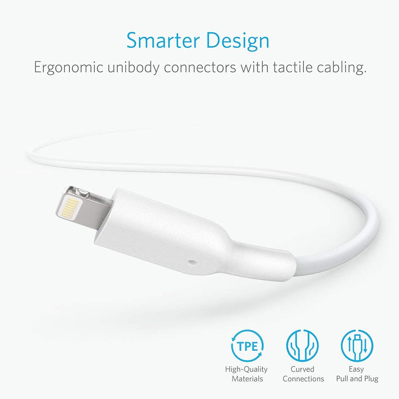 Anker Powerline II Lightning Cable, [3ft Apple MFi Certified] USB Charging/Sync Lightning Cord Compatible with iPhone SE 11 11 Pro 11 Pro Max Xs MAX XR X 8 7 6S 6 5, iPad and More 3ft White - LeoForward Australia